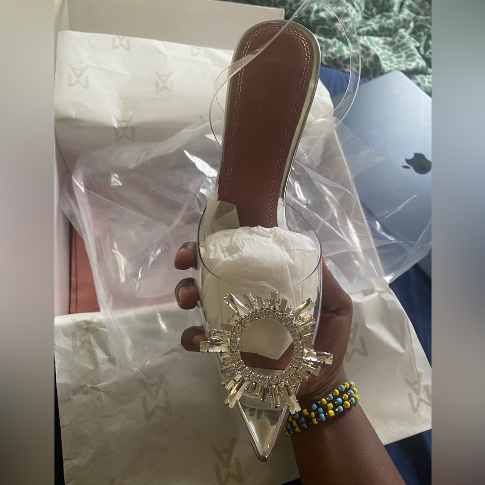 Amina Muaddi Rosie See-Through Slingback Pumps FREE SHIPPING